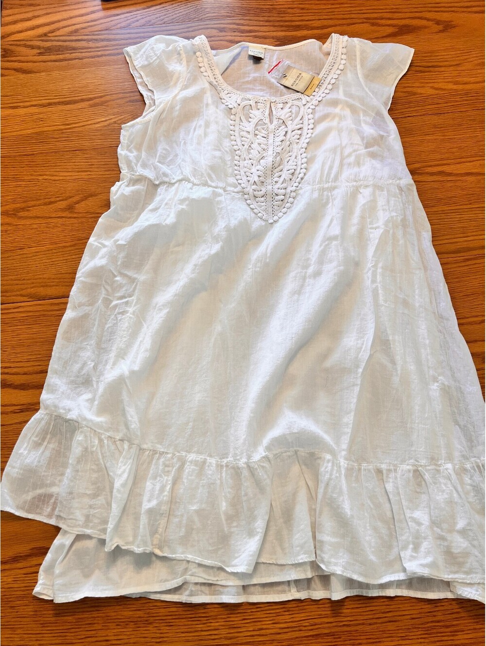 Sonoma Life + Style White Embroidered Linen Dress 1X